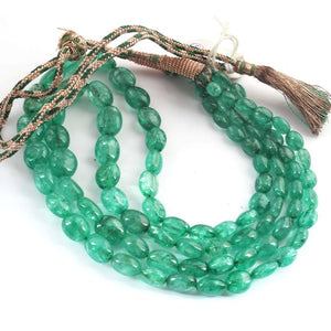 2 Strands Dyed Emerald Smooth Oval Shape Necklace , Dyed Emerald Smooth Oval Beads, Emerald Necklace - SPB0013 - Tucson Beads