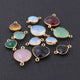 11 Pcs Mix Stone Faceted Heart Shape 24k Gold Plated Connector  - 21mmx15mm-14mmx11mm PC055 - Tucson Beads