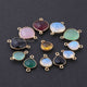 11 Pcs Mix Stone Faceted Heart Shape 24k Gold Plated Connector  - 21mmx15mm-14mmx11mm PC055 - Tucson Beads