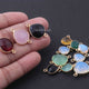 11 Pcs Mix Stone Faceted Heart Shape 24k Gold Plated Connector  - 21mmx15mm-14mmx11mm PC055 - Tucson Beads