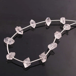 1 Full Strand Herkimer Diamond Faceted Nuggets Briolettes - Raw Diamond Beads 8mm-12mm 8 Inch BR0563 - Tucson Beads