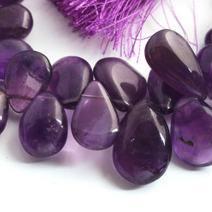 1  Long Strand  Amethyst  Smooth Briolettes - Pear Shape  Briolettes  9mmx6mm-22mmx14mm -8 Inches BR1100 - Tucson Beads