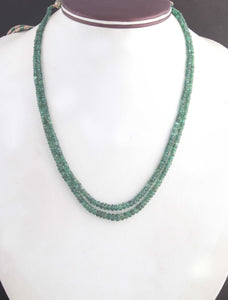 120 Carats 2 Strands Of Precious Genuine Emerald Necklace - Faceted Rondelle Beads - Rare & Natural Emerald Necklace - Stunning Elegant Necklace SPB0029 - Tucson Beads