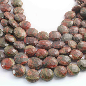 1 Strand Unakite  Faceted Briolettes -Coin Shape  Briolettes - 18mmx13mm-20mmx16mm-10 Inches BR01536 - Tucson Beads