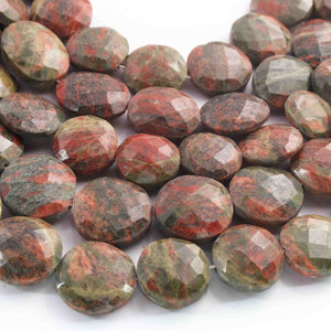 1 Strand Unakite  Faceted Briolettes -Coin Shape  Briolettes - 18mmx13mm-20mmx16mm-10 Inches BR01536 - Tucson Beads