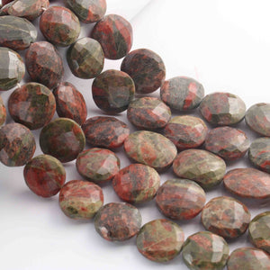 1 Strand Unakite  Faceted Briolettes -Coin Shape  Briolettes - 18mmx13mm-20mmx16mm-10 Inches BR01536 - Tucson Beads