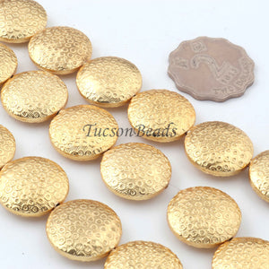 1 Stands Beads Designer Round Coin Shape Beads,Casting Copper Beads -Copper Jewelry -20mm-8 inch GPC0007 - Tucson Beads