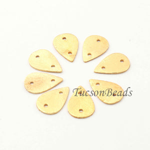 20  PCS  Golden Pear Drop Textured  Charm 24k Gold  Plated On copper -  Golden  stamp finish charm 15mmx10mm  GPC0016 - Tucson Beads