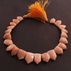 1 Strand Peach Moonstone  Faceted Briolettes- Fancy Shape Briolettes 12mmX9mm-19mmx13mm 10 Inch BR240 - Tucson Beads