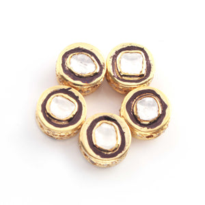 1 PC Beautiful Pave Rose Cut Diamond 925 Sterling Silver /  Vermeil Round Bead - Antique Finish Bead With Hole 9mm PDC1001 - Tucson Beads