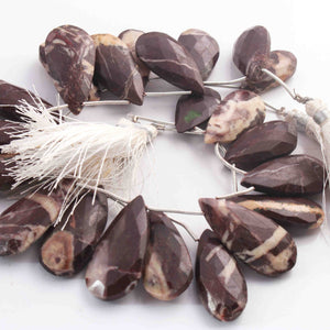 1 Strand Chocolate Jasper Faceted Briolettes - Semi Precious Stone Pear Briolettes - 33mmx15mm-18mmx12mm 9 Inch-BR01614 - Tucson Beads