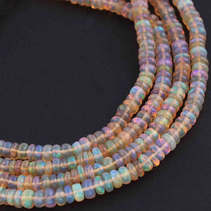 1 Long Strand Ethiopian Opal Smooth Roundels - Ethiopian Roundels Beads 3mm-4mm 16 Inch BR2658 - Tucson Beads