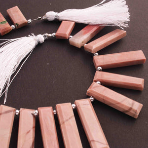 1 Long Strand Peach Moonstone Facetad Rectangle Shape , Briolettes - 34mmx8mm-15mmx8mm- 9 inches BR01616 - Tucson Beads