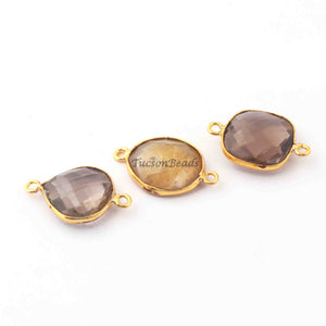 4  Pcs Mix Stone  Faceted Assorted Shape 24k Gold Plated Pendant & Connector - 22mmx15mm-  PC457 - Tucson Beads