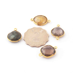 4  Pcs Mix Stone  Faceted Assorted Shape 24k Gold Plated Pendant & Connector - 22mmx15mm-  PC457 - Tucson Beads