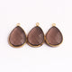 10  Pcs Smoky Quartz  Faceted  Pear Shape 24k Gold Plated Pendant - 25mmx17mm  PC393 - Tucson Beads