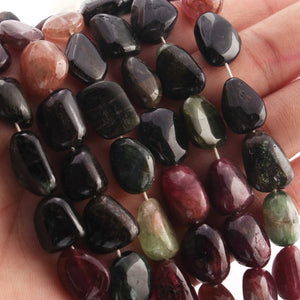 1 Strand Multi Tourmaline Smooth Briolettes  - Assorted Shape Briolettes  15mmx13mm - 17 Inches BR0104 - Tucson Beads