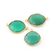 3 Pcs Green Onyx  24k Gold Plated  Faceted Round Shape Gemstone Bezel Double Bail Connector- 23mmx17mm-27mmx19mm  PC655 - Tucson Beads