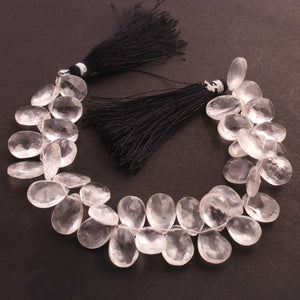 1 Strands Crystal Quartz Faceted Briolettes - Pear Shape Briolettes  13mmx10mm-15mmx10mm 7.5 Inches BR385 - Tucson Beads