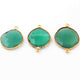 3 Pcs Green Onyx  24k Gold Plated  Faceted Round Shape Gemstone Bezel Double Bail Connector- 23mmx17mm-27mmx19mm  PC655 - Tucson Beads