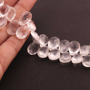 1 Strands Crystal Quartz Faceted Briolettes - Pear Shape Briolettes  13mmx10mm-15mmx10mm 7.5 Inches BR385 - Tucson Beads