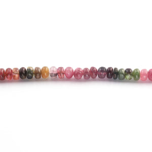 1  Long Strand Multi Tourmaline  Smooth Roundelles -Tourmaline Roundel Beads - Gemstone Rondelles 5mm-14 Inches BR0429 - Tucson Beads