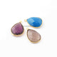 3   Pcs Mix Stone Faceted Pear Shape 24k Gold Plated Pendant&Connector- 26mmx17mm-27mmx18mm-PC680 - Tucson Beads