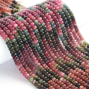 1 Long Strand Multi Tourmaline  Smooth Roundelles -Tourmaline Roundelles Beads - Gemstone Rondelles - 6mm -14.5 Inches BR0432 - Tucson Beads