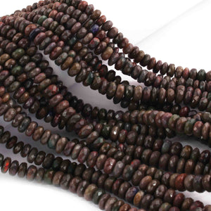 1 Long Strand Black Ethiopian Welo Opal Faceted Rondelles - Ethiopian Roundelles Beads 5mm-7mm 16 Inches long BR0888 - Tucson Beads