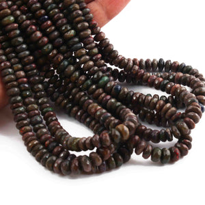 1 Long Strand Black Ethiopian Welo Opal Faceted Rondelles - Ethiopian Roundelles Beads 5mm-7mm 16 Inches long BR0888 - Tucson Beads