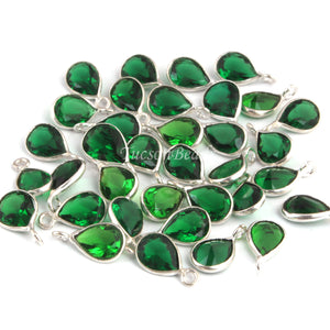 17 Pcs Hydro Emerald 925 Silver Plated - Pear Shape Faceted Pendant -11mmx6mm PC893 - Tucson Beads