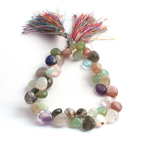 1 Long Strand Multi Stone Smooth Briolettes -Heart Shape Mix Stone Briolettes - 4mm-6mm-8 Inches BR2148 - Tucson Beads