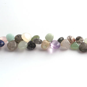 1 Long Strand Multi Stone Smooth Briolettes -Heart Shape Mix Stone Briolettes - 4mm-6mm-8 Inches BR2148 - Tucson Beads