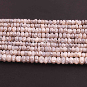 1 Strand Grey Moonstone Silver Coated Faceted Briolettes - Rondelles Beads - 6mm-9mm- 13 Inches BR01035 - Tucson Beads