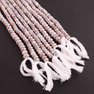 1 Strand Grey Moonstone Silver Coated Faceted Briolettes - Rondelles Beads - 6mm-9mm- 13 Inches BR01035 - Tucson Beads