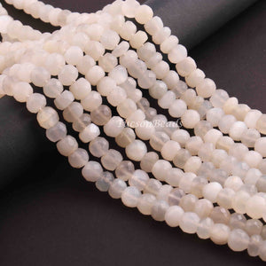 1 Long Strand White Moonstone  Faceted  Rondelles- Rondelles Beads -8mm- 14  Inches BR01026 - Tucson Beads