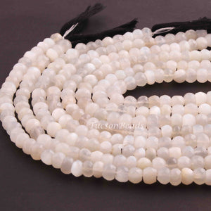 1 Long Strand White Moonstone  Faceted  Rondelles- Rondelles Beads -8mm- 14  Inches BR01026 - Tucson Beads