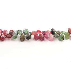 1 Strand Multi Tourmaline Faceted  Briolettes -  Pear Shape Briolettes  8mmx6mm-9mmx6mm 8.5 Inch BR1497 - Tucson Beads