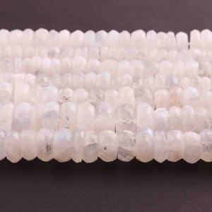 1  Long Strand White Rainbow Moonstone Faceted Rondelles  - Moonstone rondelles - 10mm-14mm -10 Inches BR01028 - Tucson Beads