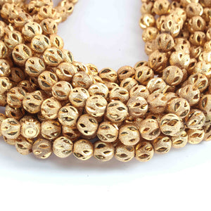 1 Strands Gold Plated Designer Copper Diamond Cut Balls Beads, Jewelry Making Supplies 6mm 8 inches Bulk Lot GPC1278 - Tucson Beads