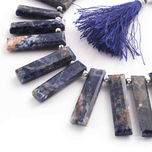 1 Strand Sodalite Rectangle shape Beads - Sodalite Smooth Rectangle Beads 32mmx8mm-17mmx7mm 9 Inches BR01642 - Tucson Beads