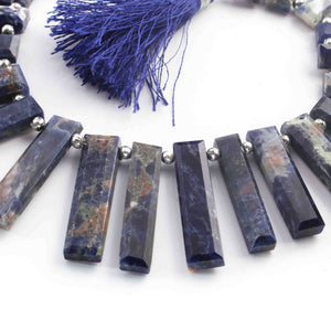 1 Strand Sodalite Rectangle shape Beads - Sodalite Smooth Rectangle Beads 32mmx8mm-17mmx7mm 9 Inches BR01642 - Tucson Beads