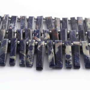 1 Strand Sodalite Rectangle shape Beads - Sodalite Smooth Rectangle Beads 32mmx8mm-17mmx7mm 9 Inches BR01642 - Tucson Beads