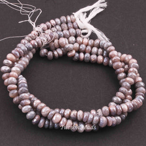 1 Long  Strand Multi  Moonstone Silver Coated Faceted Roundells  - Round Shape  Beads 9mmx5mm-  14 Inch BR4278 - Tucson Beads