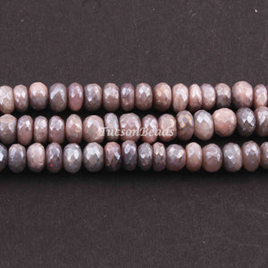 1 Long  Strand Multi  Moonstone Silver Coated Faceted Roundells  - Round Shape  Beads 9mmx5mm-  14 Inch BR4278 - Tucson Beads