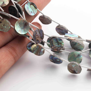 1  Long Strand Abalone Shell Faceted Briolettes  -Coin Shape Briolettes  -11mm - 8.5 Inches BR01643 - Tucson Beads