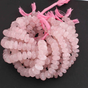 1  Long Strand Rose Quartz Faceted Rondells -Round  Shape  Rondells 7mmx9mm -9.5 Inches BR0834 - Tucson Beads