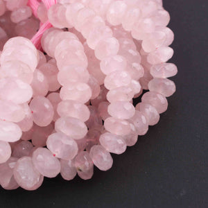 1  Long Strand Rose Quartz Faceted Rondells -Round  Shape  Rondells 7mmx9mm -9.5 Inches BR0834 - Tucson Beads