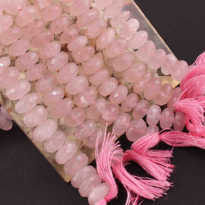 1  Long Strand Rose Quartz Faceted Rondells -Round  Shape  Rondells 7mmx9mm -9.5 Inches BR0834 - Tucson Beads