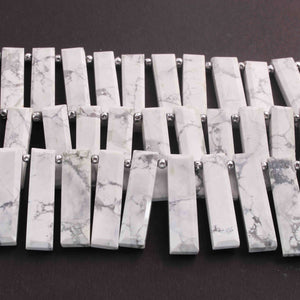 1 Long Strand White Howlite Smooth Rectangle Shape Briolettes - Smooth Briolettes  14mmx8mm-32mmx8mm - 9 Inches  BR01641 - Tucson Beads